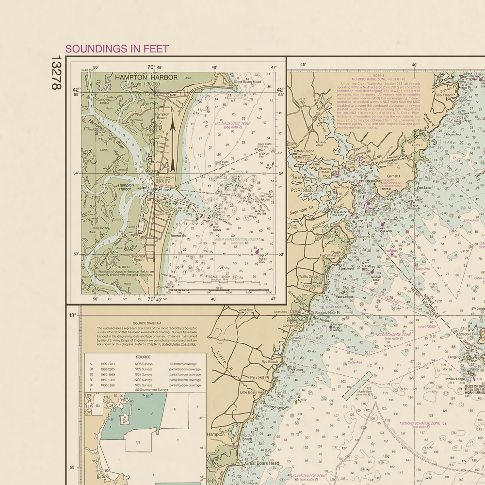 Archival NOAA Chart Portsmouth – to Cape Ann; Hampton Harbor – Frugal ...